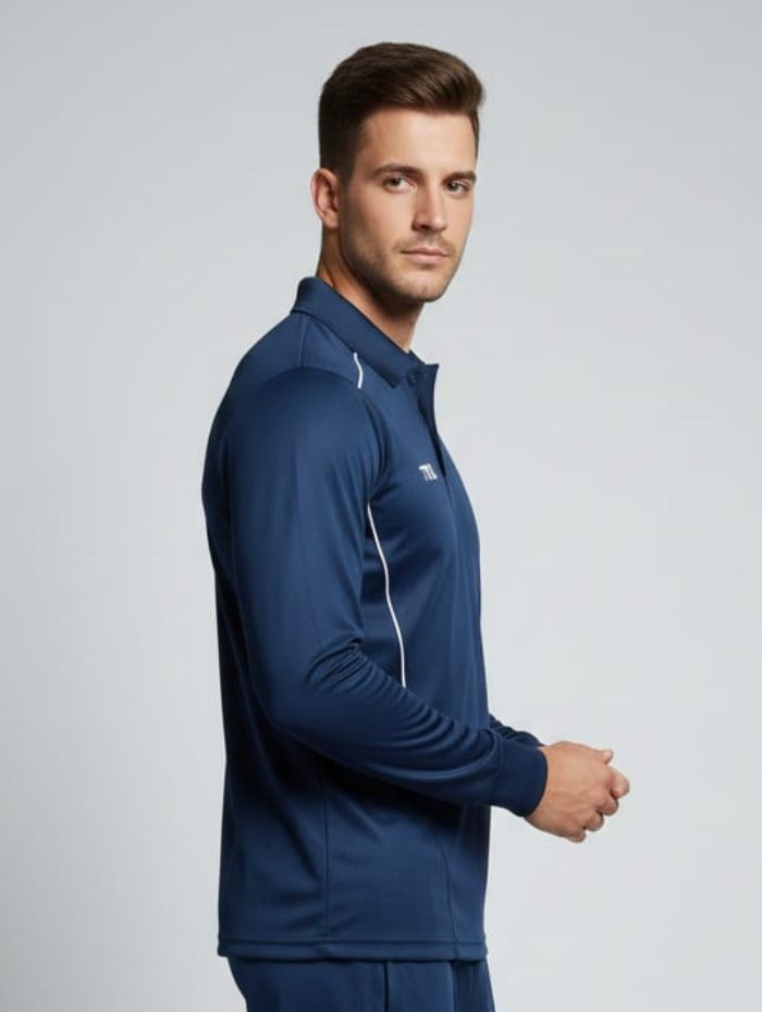 TYKA Prima Men Navy Sports Polo T-Shirt | Quick Dry Activewear with Contrast Piping -USA