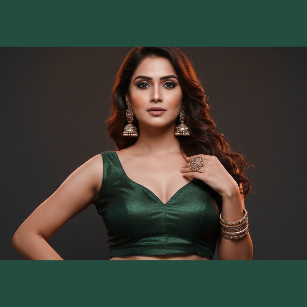 Elegant Dark Green Silk Blouse for Women