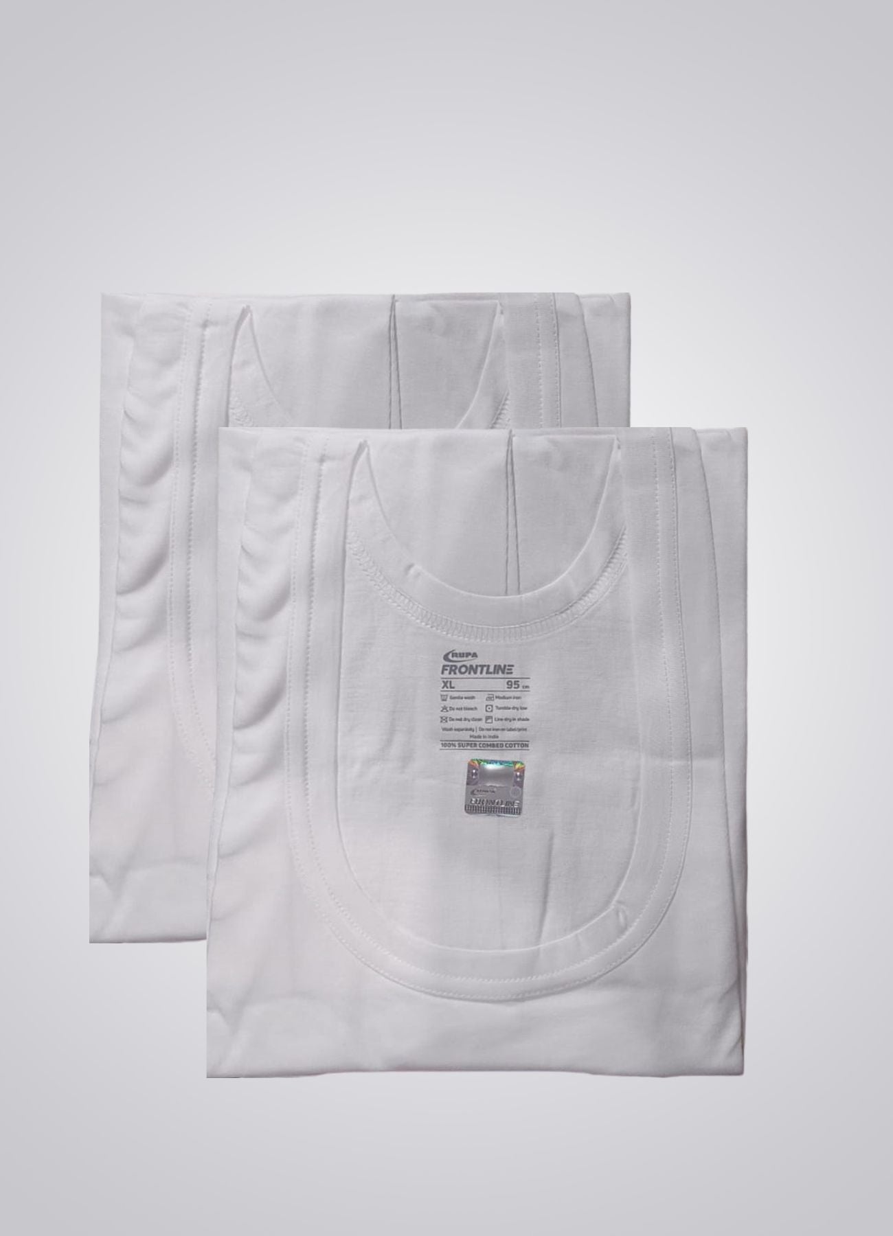 Rupa Frontline Men's Cotton White Sleeveless Vest (Pack of 2) – Super Combed Cotton Round neck Vest