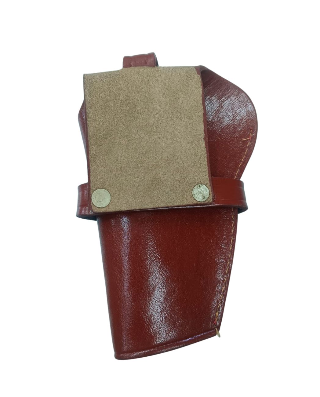 Genuine Leather Gun Pouch / Revolver Holster – Brown | Belt Mounted Police & Security Use