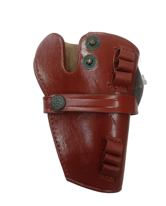 Genuine Leather Gun Pouch / Revolver Holster – Brown | Belt Mounted Police & Security Use