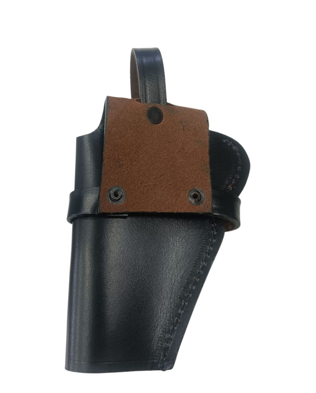 Genuine Leather Gun Pouch / Revolver Holster – Black | Belt Mounted Police & Security Use