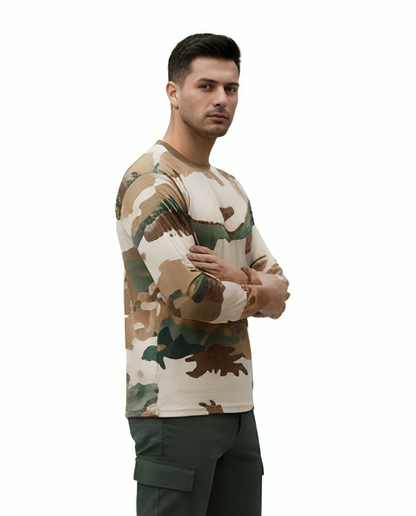 ITBP Original Camouflage Fabric T-Shirt , Durable & Breathable Army Wear Full Sleeves
