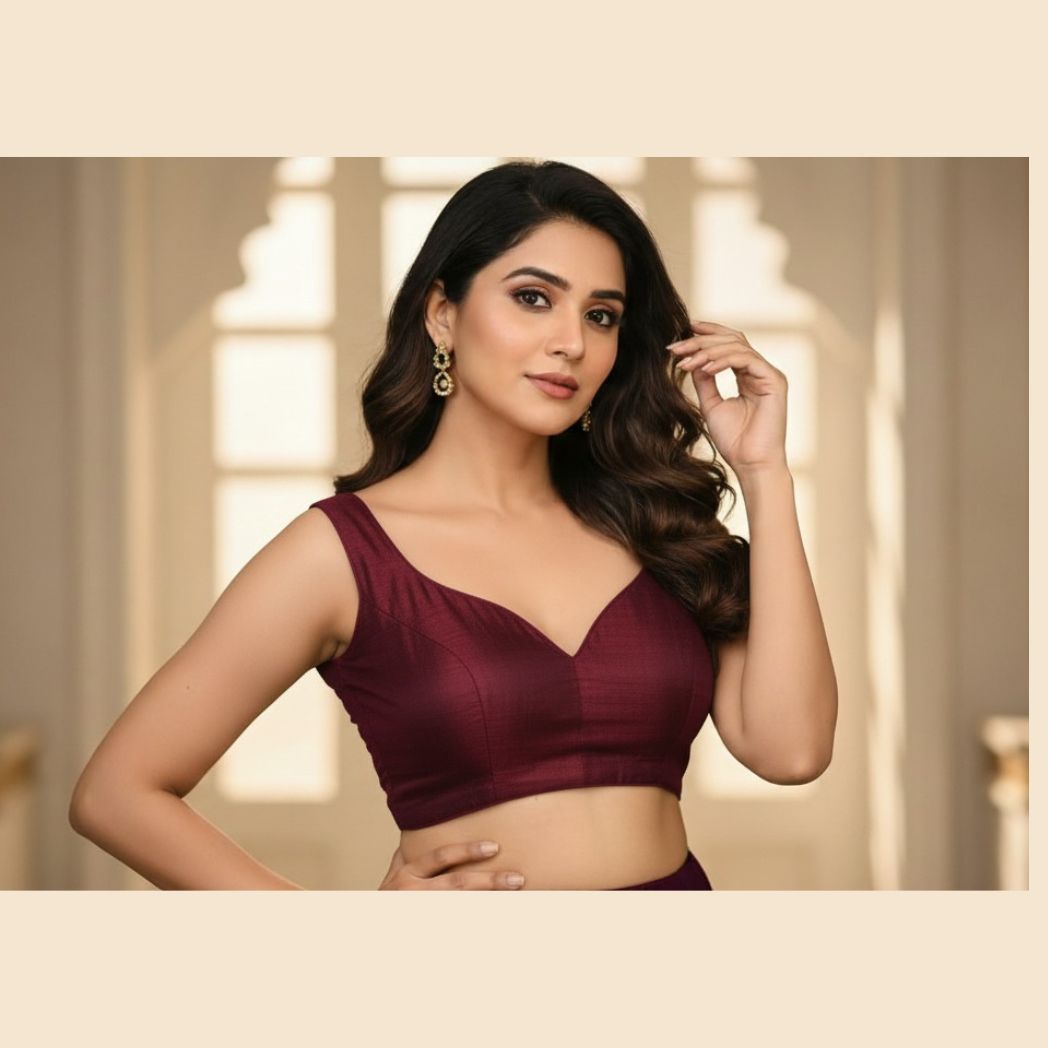 Elegant Maroon Silk Designer Blouse for Women