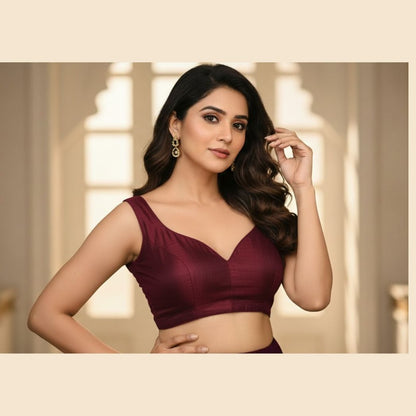 Elegant Maroon Silk Designer Blouse for Women