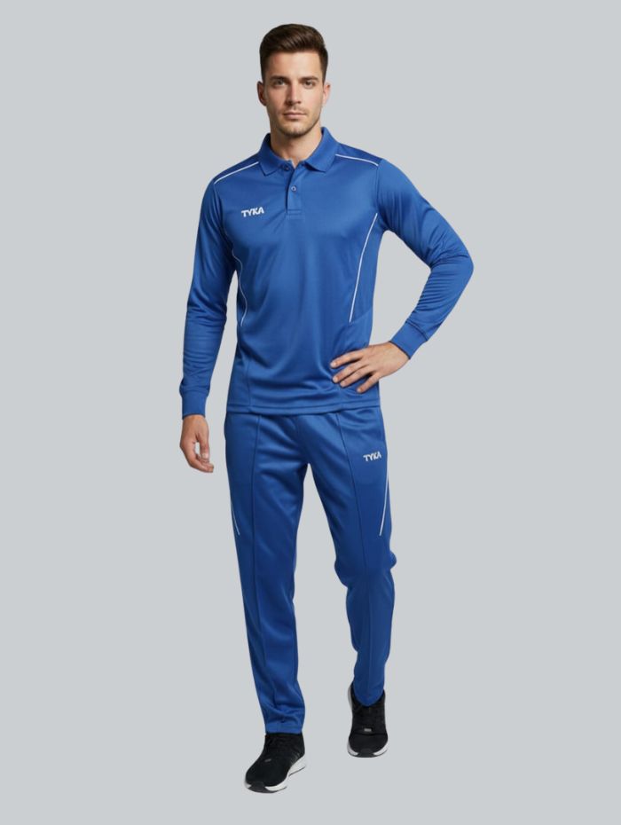 TYKA Prima Men’s Full Sleeve Cricket Shirt & Trouser Set – Lightweight Sportswear (Blue)