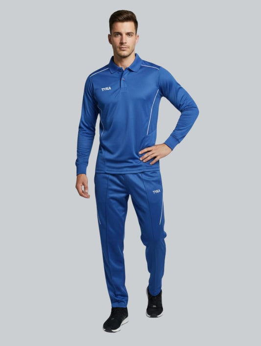 TYKA Prima Men’s Full Sleeve Cricket Shirt & Trouser Set – Lightweight Sportswear (Blue)
