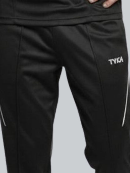 TYKA Prima Men’s Cricket Training Set | Solid Sports T-Shirt & Track Pant Combo | Quick Dry, Lightweight (Black)