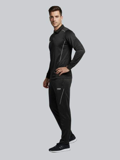 TYKA Prima Men’s Cricket Training Set | Solid Sports T-Shirt & Track Pant Combo | Quick Dry, Lightweight (Black)