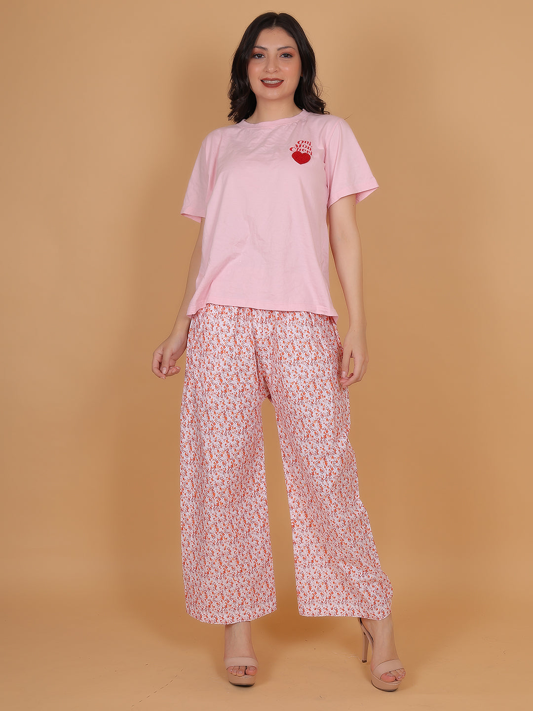 Women's White and Orange Printed Cotton Palazzo Pants with Pockets – Fits Size L(S to L) and Fits Size XXL (XL to 3XL)