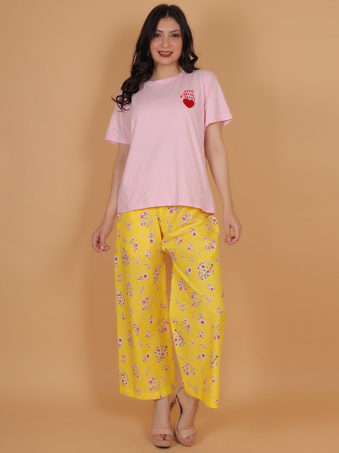 Women's Yellow Printed Cotton Palazzo Pants with Pockets – Fits Size L(S to L) and Fits Size XXL (XL to 3XL)