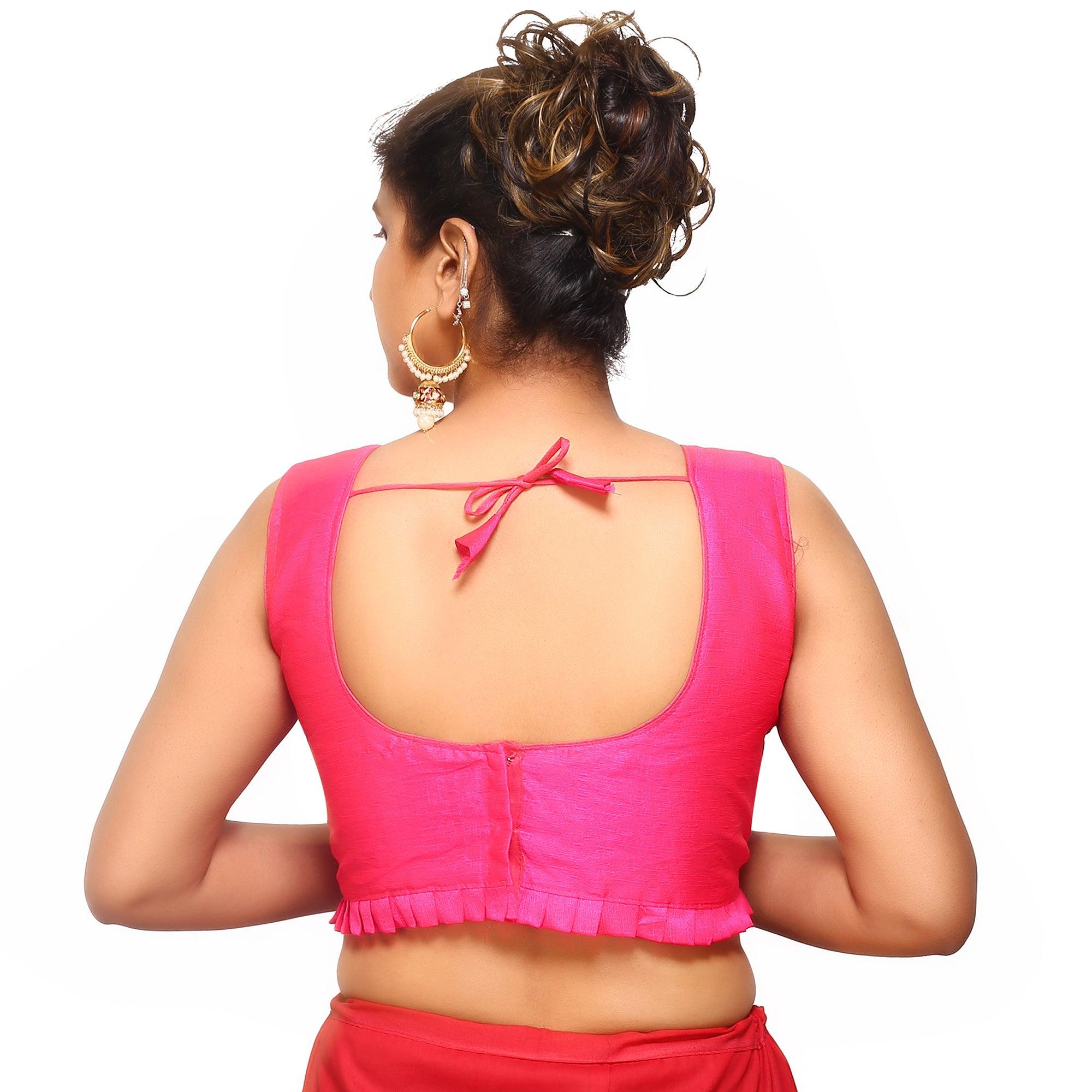 Boat Neck Rani Pink Solid Women Blouse