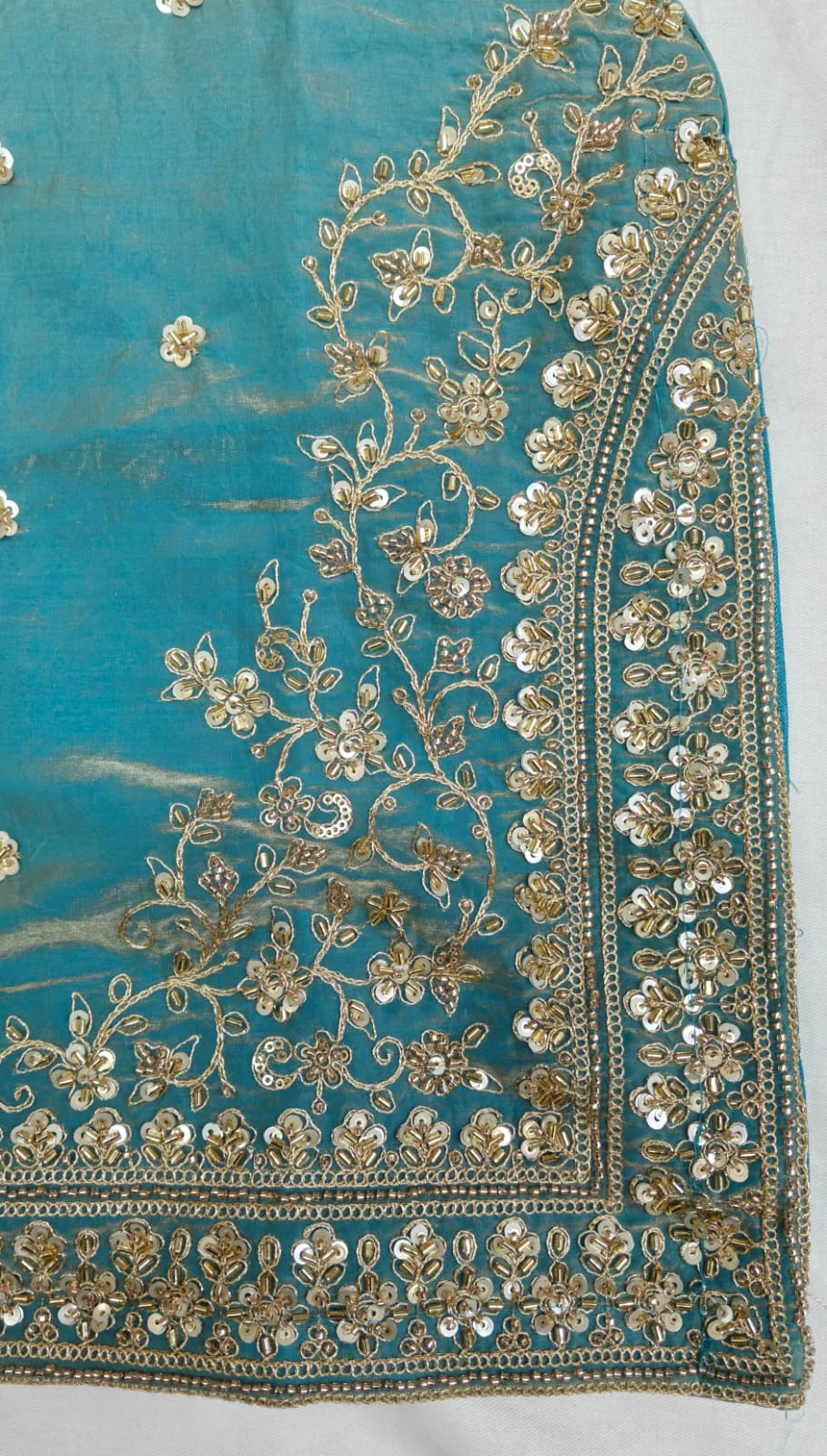 Elegant Mint Green Art Silk Blend Lehenga Set with Intricate Handwork