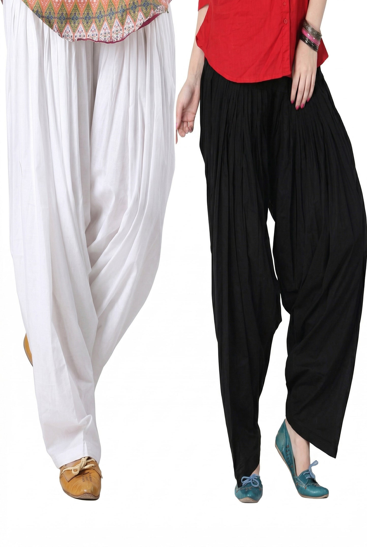 Pure Cotton Solid Women White Black Salwar Pack of 2