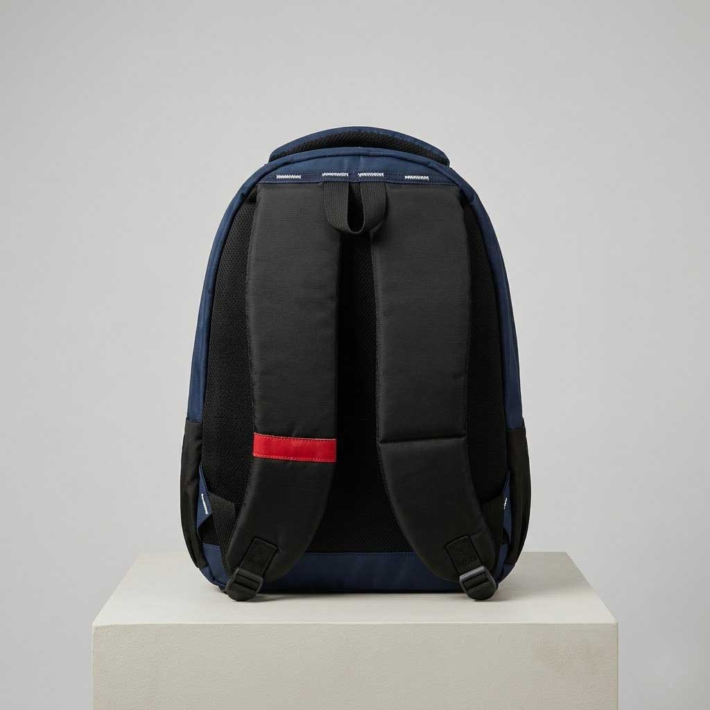 Premium Multi-Pocket School & Travel Backpack – Durable Navy & Black Laptop Bag with Ergonomic Padded Straps