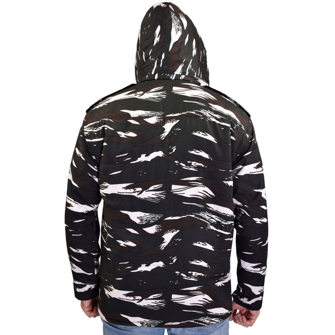 Camouflage Khaki Both Side Quilted Full Sleeves Hooded Neck Army Military Defence