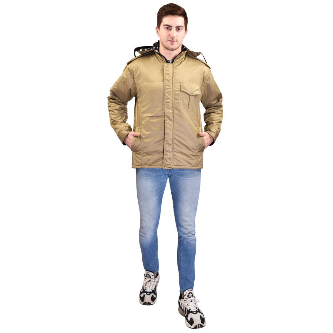 Camouflage Khaki Both Side Quilted Full Sleeves Hooded Neck Army Military Defence