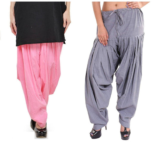 Trendzmy Pure Cotton Solid Women Baby Pink Grey Salwar Pack of 2 Default Title