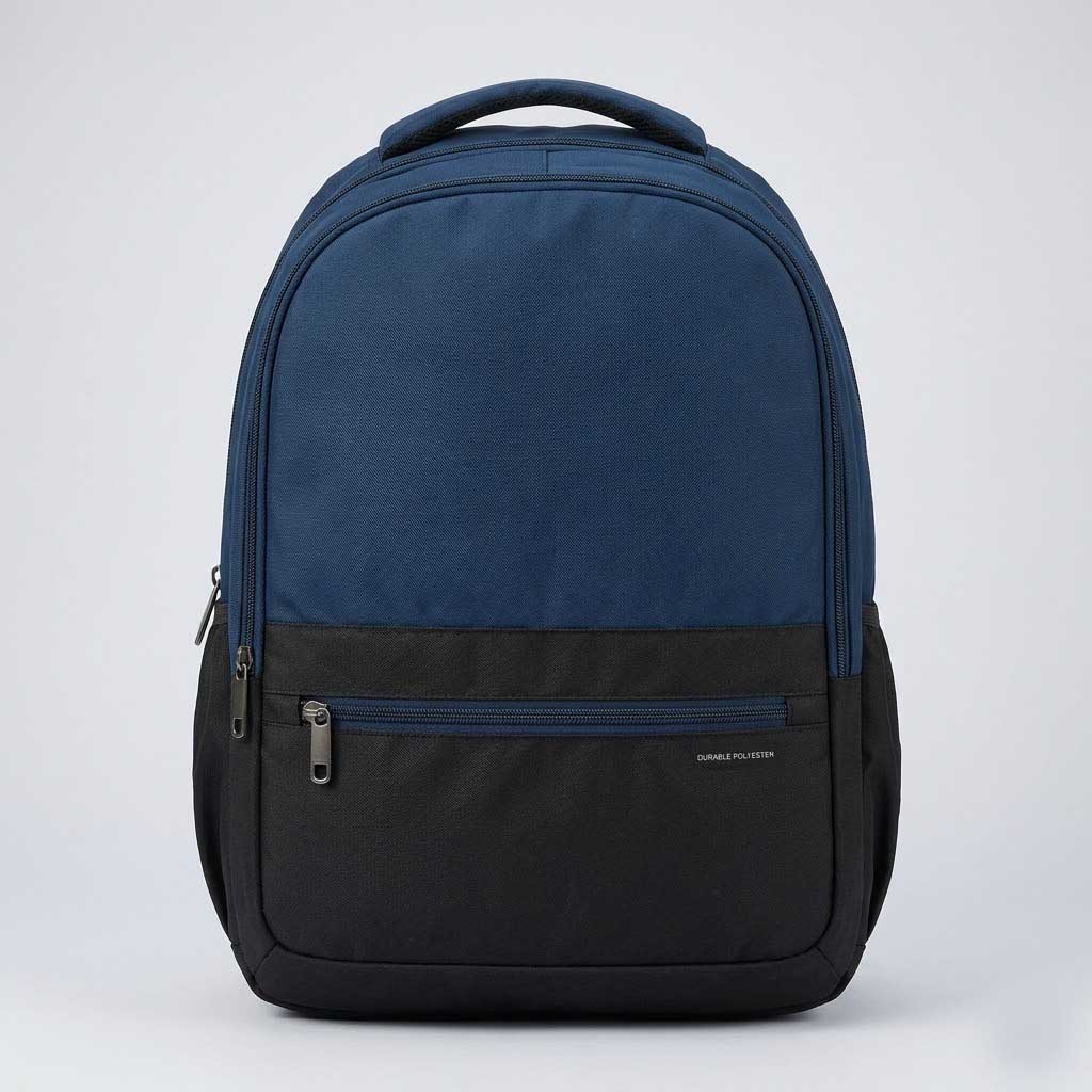 Premium Multi-Pocket School & Travel Backpack – Durable Navy & Black Laptop Bag with Ergonomic Padded Straps