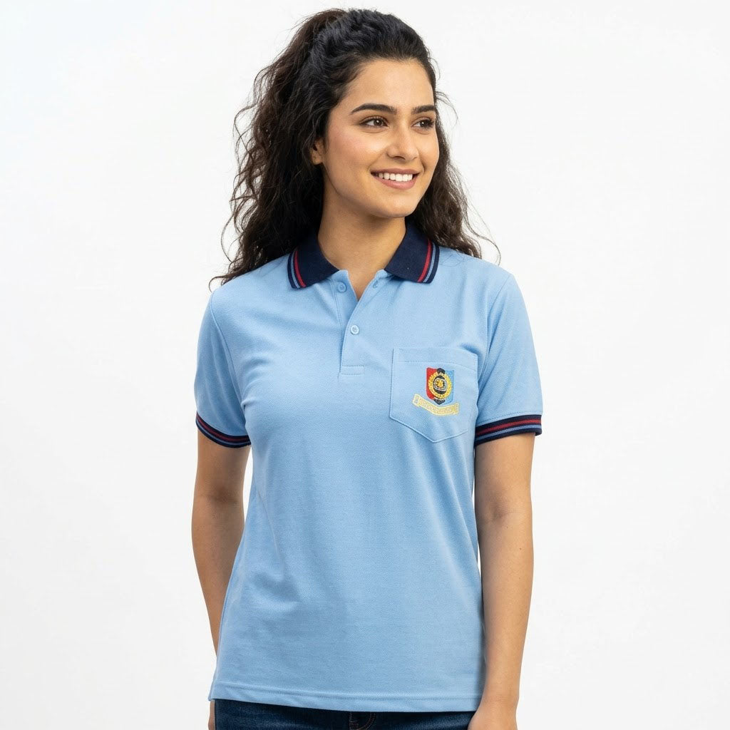 Girls NCC Uniform Sky Blue Polo T-Shirt
