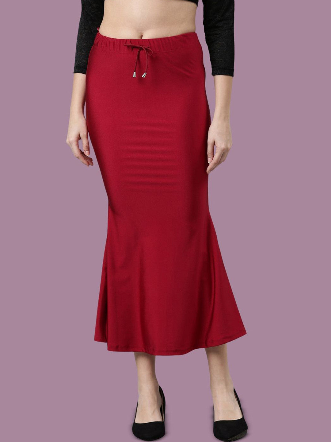Rayon Stretch Saree Shapewear Petticoat for Women | Mermaid Flare Maroon