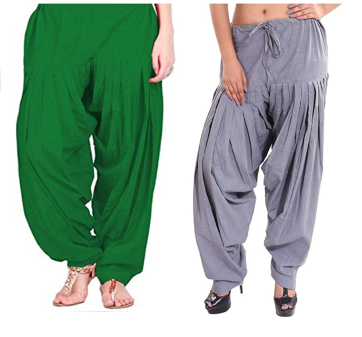 Pure Cotton Solid Women Green Grey Salwar Pack of 2 Default Title