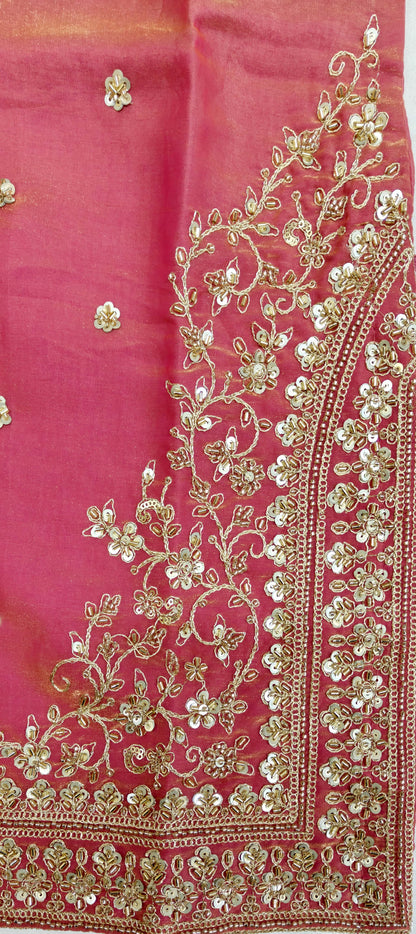 Elegant Onion Pink Art Silk Blend Lehenga Set with Intricate Handwork