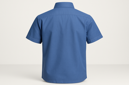 Unisex Blue Cotton School Shirt with Half Sleeves – Classic Fit back preview