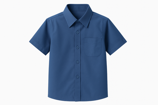 Unisex Blue Cotton School Shirt with Half Sleeves – Classic Fit