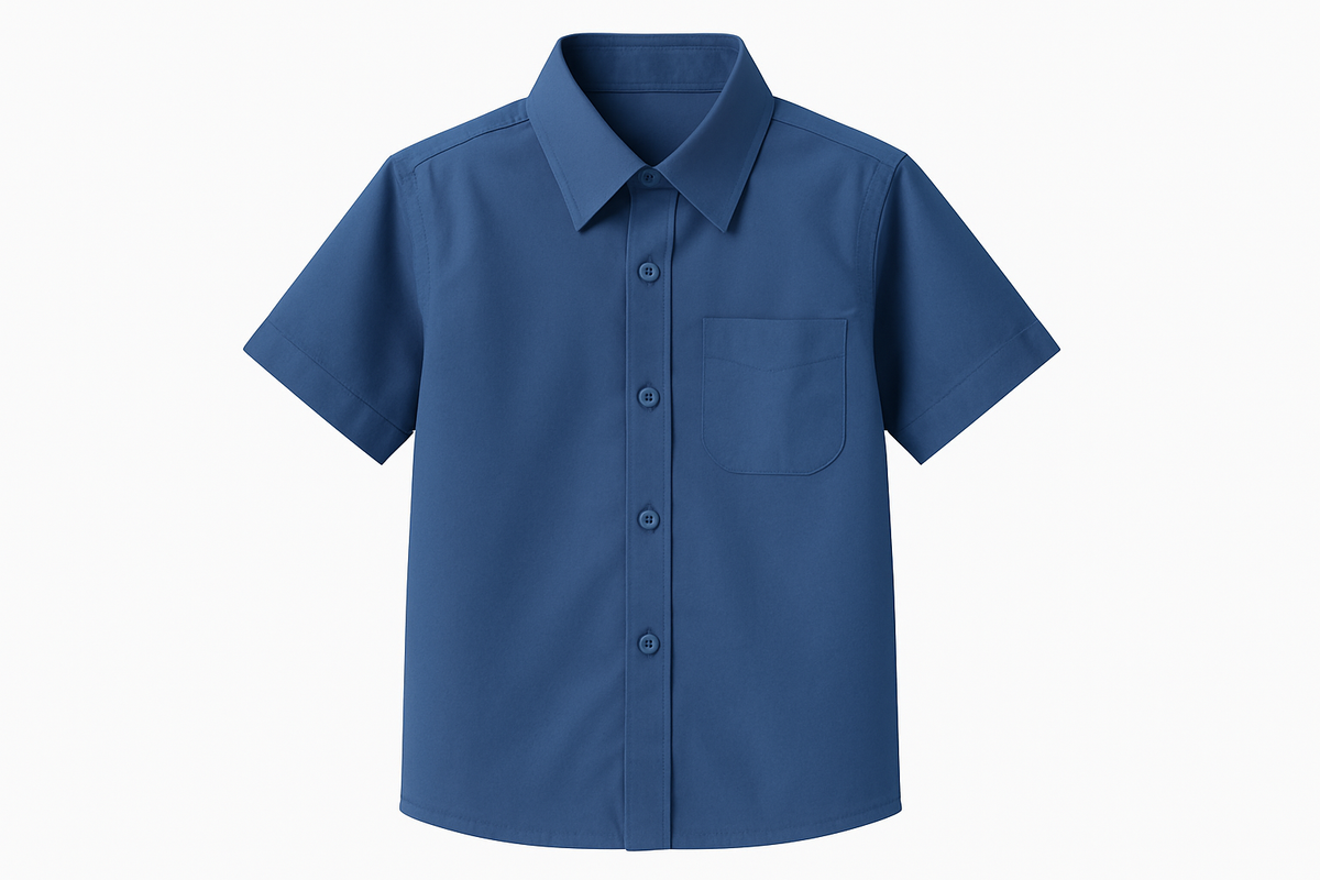 Unisex Blue Cotton School Shirt with Half Sleeves – Classic Fit 46